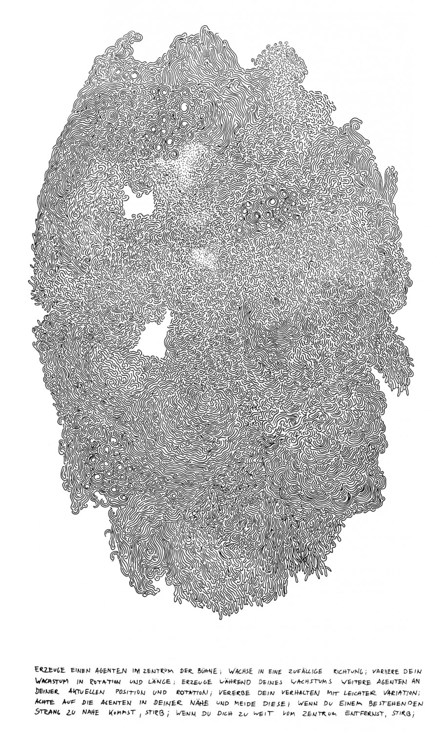 SPINNING GROWTH – algorithmic ink drawing on paper – (420 x 594mm) – 12/2015