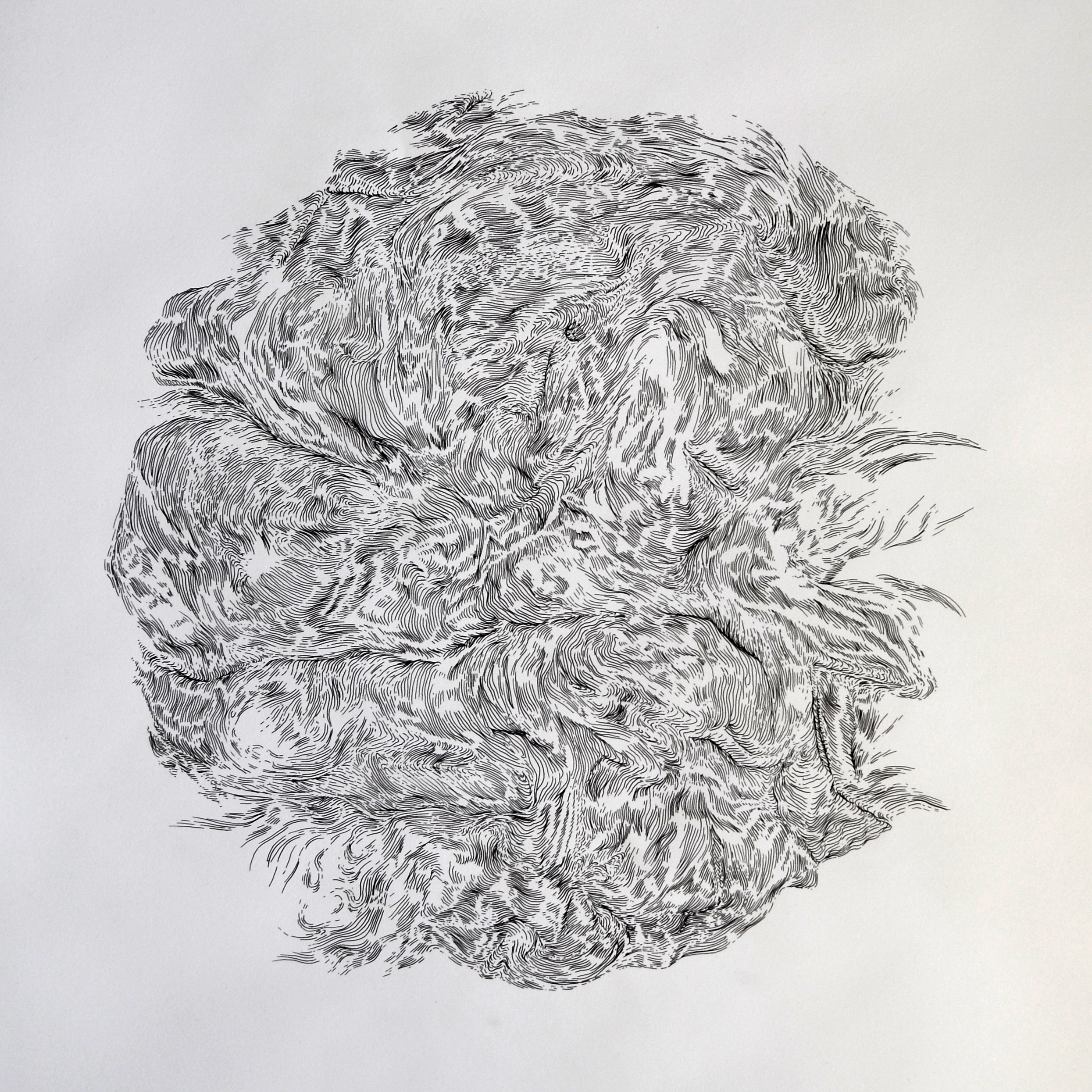 Turbulence IV – 700x700mm – ink pen on bristol board