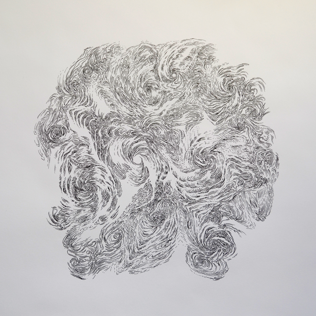 Turbulence II – 700x700mm – ink pen on bristol board