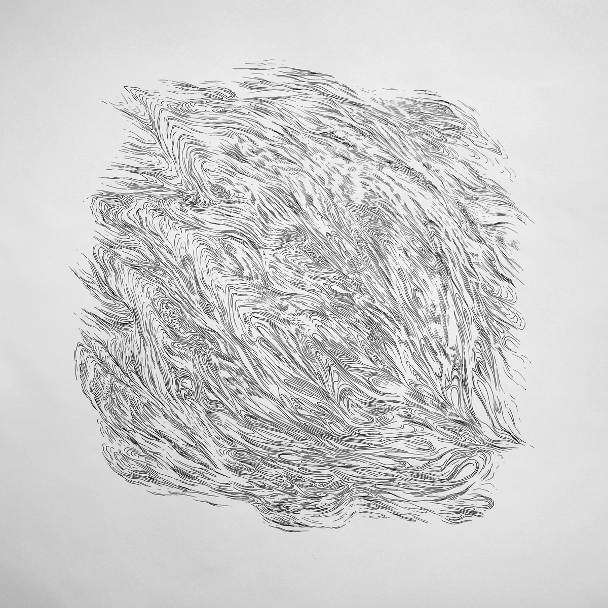Turbulence I – 700x700mm – ink pen on bristol board