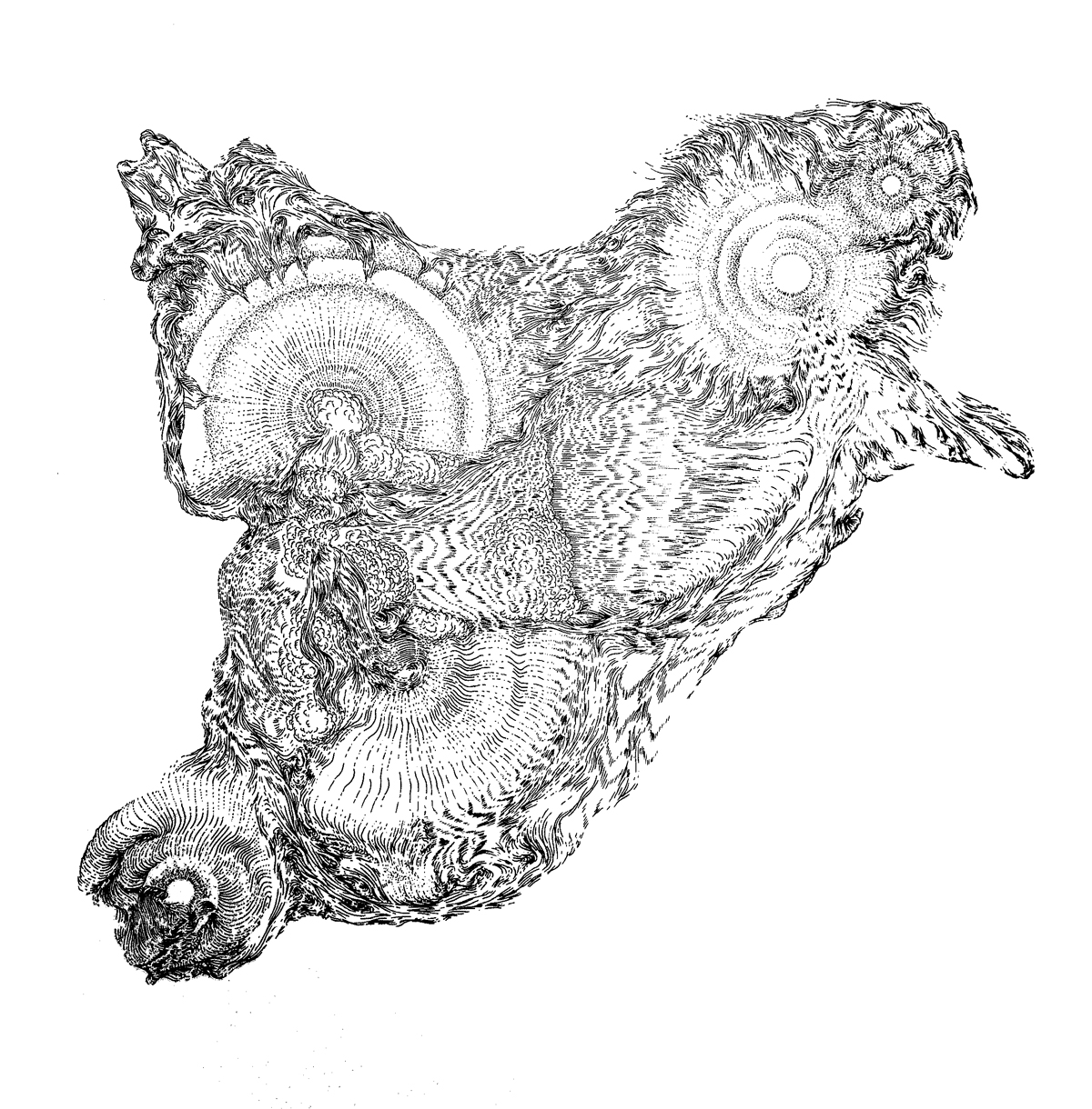 The Many Worlds Theorem – 700x700mm – ink pen on bristol board