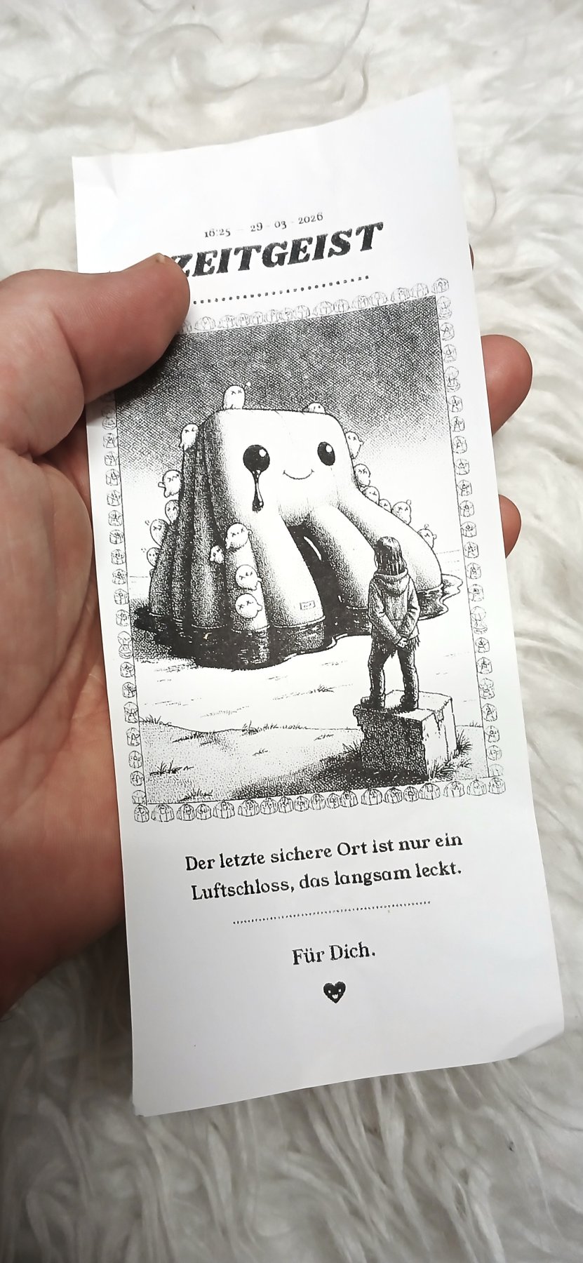 Individually generated receipt by the OKAY Maschine