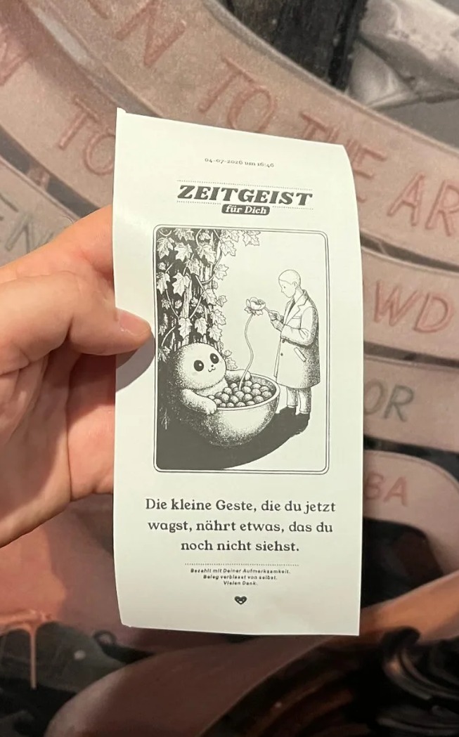 Individually generated receipt by the OKAY Maschine